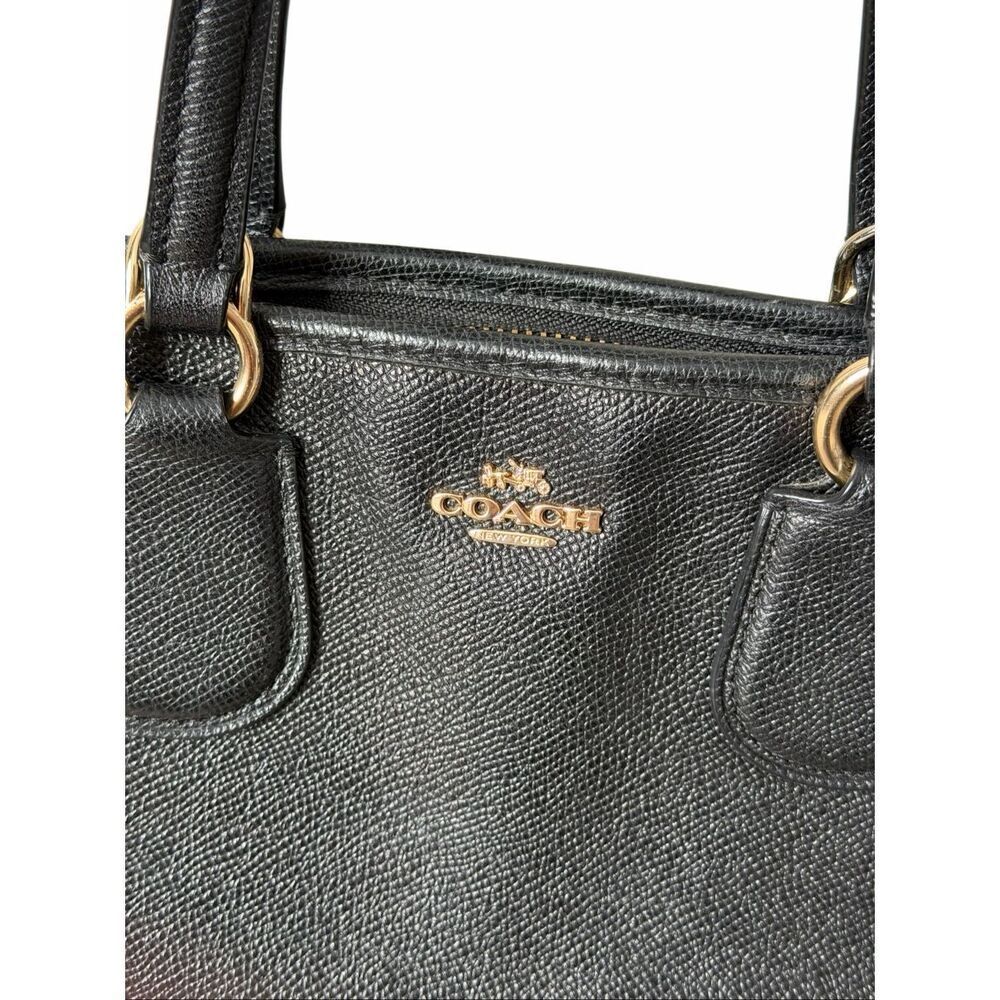 Coach Satchel Purse Bag Pebbled Leather Black - Picture 11 of 12